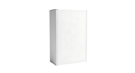 White rectangular cardboard box isolated against a simple black backdrop