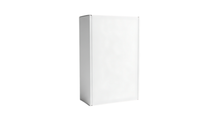 White rectangular cardboard box isolated against a simple black backdrop