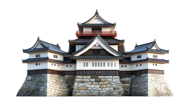 Detailed digital art of traditional japanese castle architecture