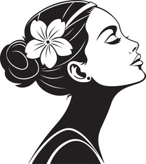Elegant Woman Silhouette with Flower in Hair – Beauty and Fashion Vector Illustration