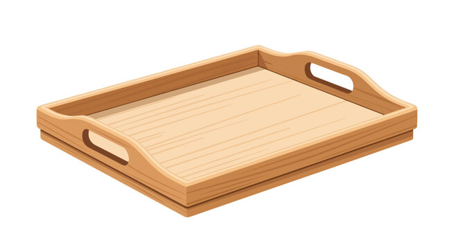 Wooden tray, rustic serving platter with handle, natural wood grain, simple design for various applications like food service and home decor,