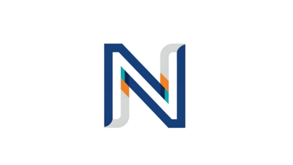 Abstract Letter N with Blue and Orange on Transparent Background