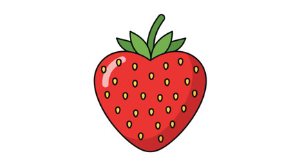 Illustrative strawberry vector art, showcasing vibrant red fruit with characteristic seeds, embodying simplicity and charm in digital graphics