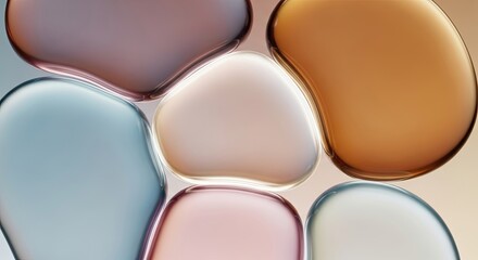 Abstract Colorful Smooth Shapes Formed by Water Droplets