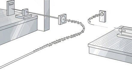 Diagram of optical fiber communication system transmitting data signals across distance
