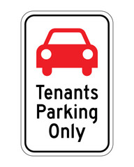 Tenant Parking Only Sign with Red Car Icon – High-Quality Vectorial Stock Image