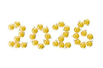 the number 2026 is made of Christmas yellow tree toys