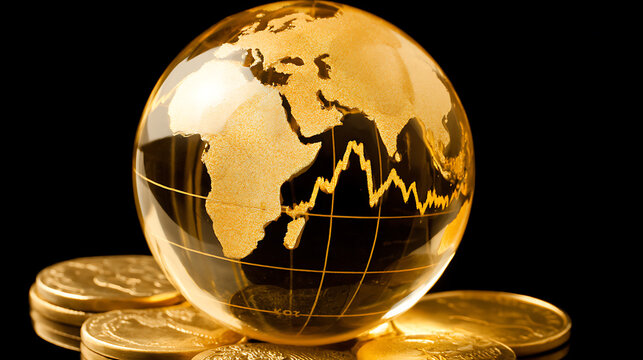 Economic growth overview global market infographic financial analysis dark background wealth trends