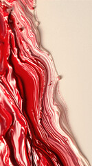 Vesperal Flow &mdash; HDR Macro of Crimson and Ivory Acrylic on Textured Canvas