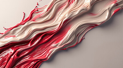 Vesperal Flow &mdash; HDR Macro of Crimson and Ivory Acrylic on Textured Canvas