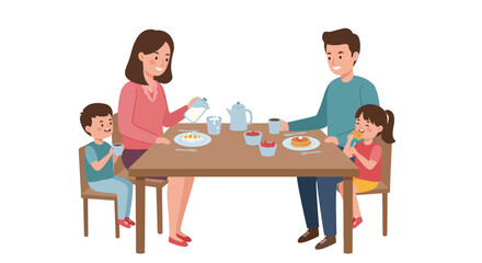 Family Enjoying Breakfast Together at the Table