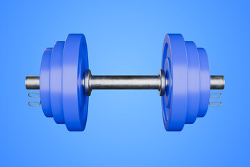 Blue dumb bar against blue background