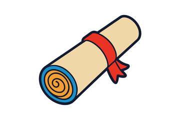 Rolled diploma scroll ertificate education icon vector on white background