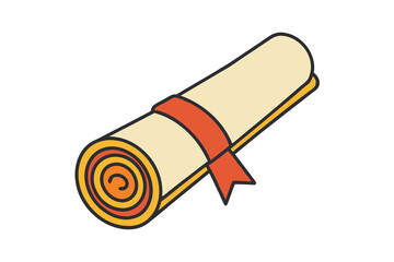 Rolled diploma scroll ertificate education icon vector on white background