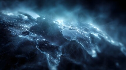 Global digital network overlay on Earth at night symbolizing connectivity and data flow