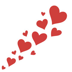 Red Hearts Rising Diagonally Vector Composition
