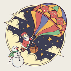santa claus and snowman