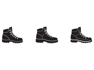 Three Black Hiking Boots Ready for Adventure Representing Different Styles and Soles on a White Background