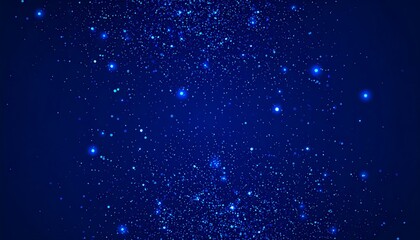 A deep-blue image depicting a vast, starry expanse. Tiny, glowing particles and larger, bright spots simulate a cosmic field