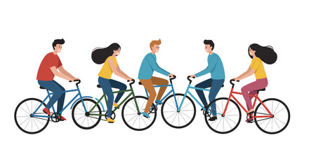 Fototapeta premium Group of People Riding Bicycles Together, Enjoying Outdoor Activity and Healthy Lifestyle