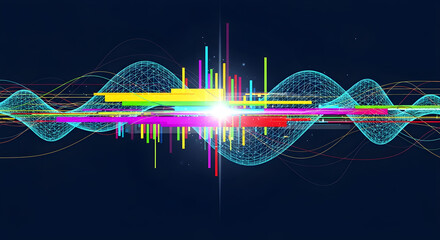 Abstract futuristic background with data visualization and sound waves