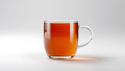 glass cup of tea on white background