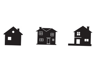 Three Minimalist House Silhouettes Representing Real Estate Property and Home Ownership Choices for Modern Living