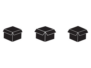 Three Open Black Cardboard Boxes on White Background Representing Delivery and Packaging Solutions for E Commerce Businesses