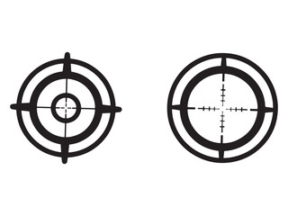 Two Different Target Crosshairs on White Background Precision and Focus Illustration Black and White Graphics
