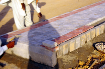 Professional tuff tiles installation  tuff tiles fixing on walk way