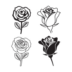 Elegant Rose Line Art Collection