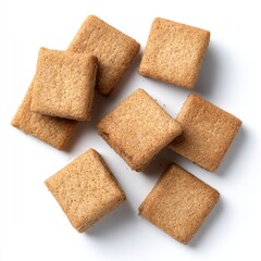 Close-up shot of a collection of square biscuits