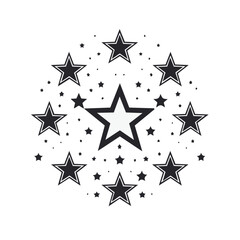 Obraz premium Circular arrangement of black and white stars on a white background, isolated design