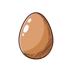 Fototapeta premium Simple brown egg illustration with hatched texture