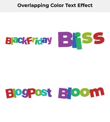Colorful Cartoon Lettering with Overlapping Style and White Background, Fun Design