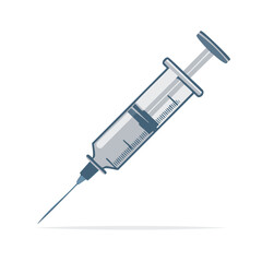 Fototapeta premium Gray Syringe with Needle for Medical Injection, Vaccination, or Pharmaceutical Research