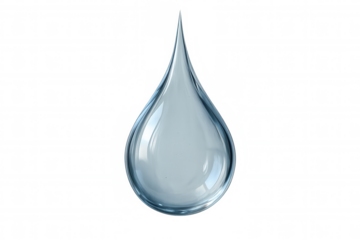 Clear water droplet falling, showing purity, freshness, and hydration, with transparent background