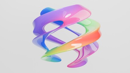Abstract 3d glossy material wallpaper background 4k colorful glossy glass shape render