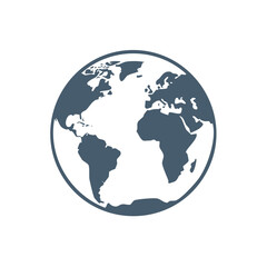 Naklejka premium Stylized graphic of the Earth, showing continents and oceans in a minimalist design.