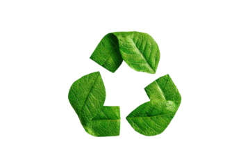 Green leaves form the globally recognized symbol of reuse on a black background