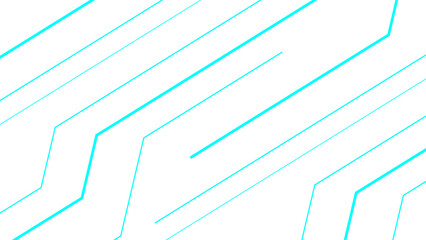 Abstract minimal geometric background with thin cyan diagonal lines on white surface. Parallel linear paths form angular circuit-like connections, sleek, futuristic, and tech-inspired modern design.