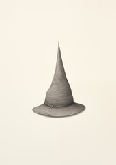 Fototapeta premium illustration of a witch hat black cream background Halloween holiday party card invitation cover