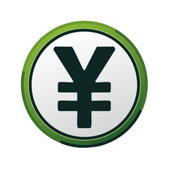 Obraz premium Japanese Yen Currency Coin Icon with Green Border, Financial Investment Symbol