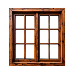 Obraz premium A rustic wooden window with eight panes, set against a stark white backdrop