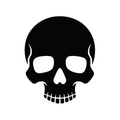 Fototapeta premium Simple black and white human skull silhouette face front view