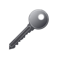 Modern silver key vector illustration graphic design concept of security access and unlocking
