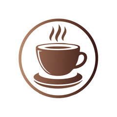 Obraz premium Steaming coffee cup logo design for cafe or coffee shop