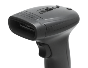 Detailed Barcode Scanner Device in White and Black transparent background.