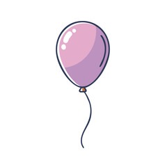 Stylish Pink and Purple Party Balloon Floating with a Curving String against a Clean White Backdrop