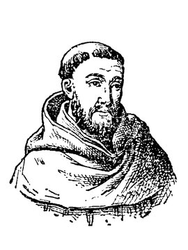 Bernard of Clairvaux, 1090 - 1153, Saint Bernard, an abbot, mystic, co-founder of the Knights Templar, old vintage illustration, 1897